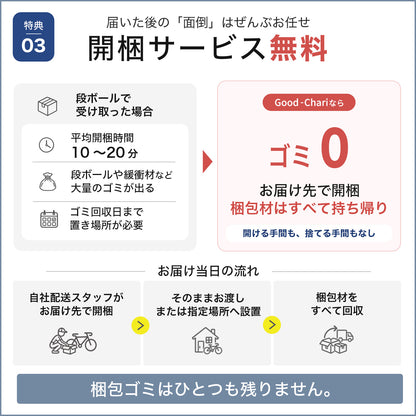 開梱サービス無料 梱包材すべて持ち帰ります